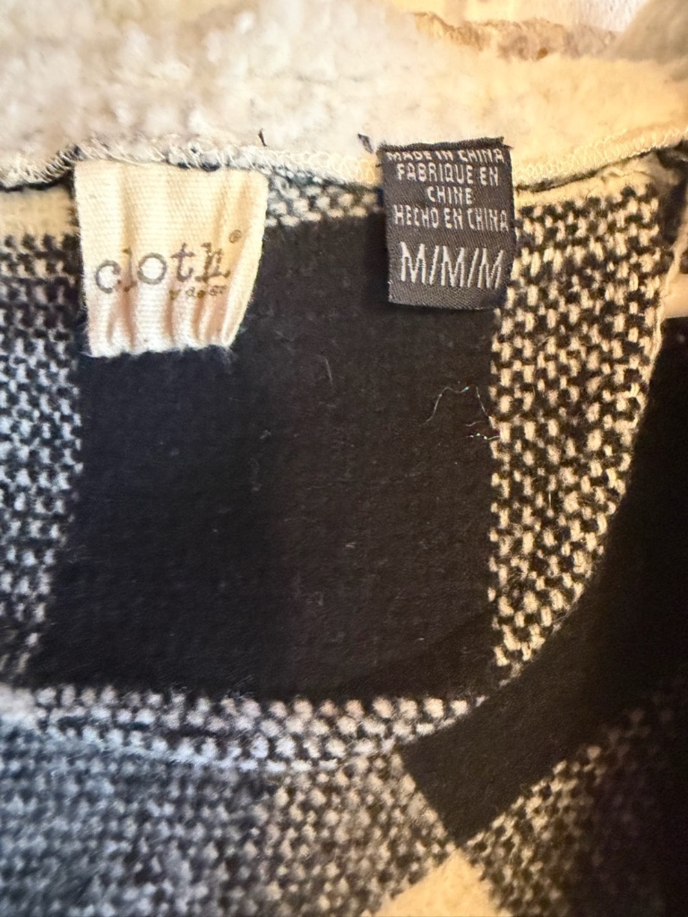 cloth & stone Black and Cream Plaid Hooded Shacket - Picture 4 of 6